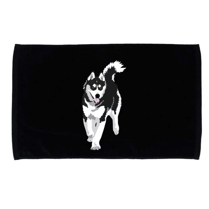 Black And White Siberian Husky Snow Dog Microfiber Hand Towel