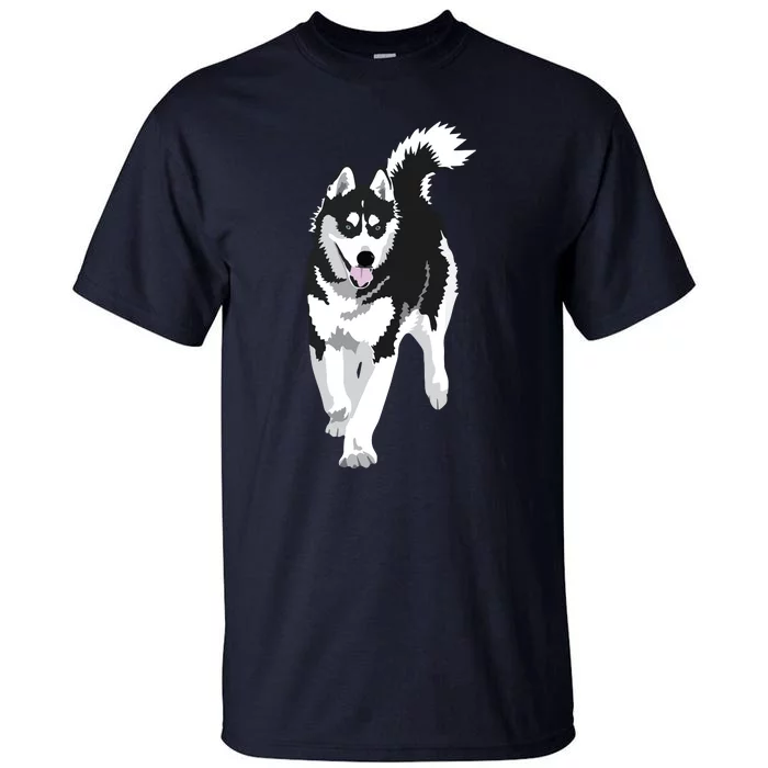 Black And White Siberian Husky Snow Dog Tall T-Shirt