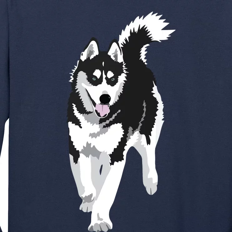 Black And White Siberian Husky Snow Dog Tall Long Sleeve T-Shirt