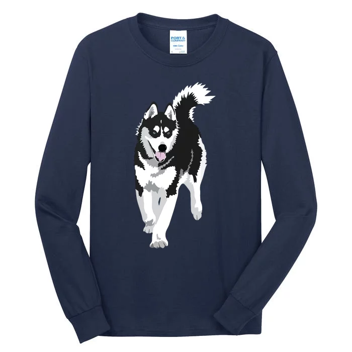 Black And White Siberian Husky Snow Dog Tall Long Sleeve T-Shirt