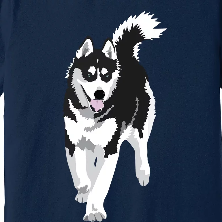 Black And White Siberian Husky Snow Dog Premium T-Shirt