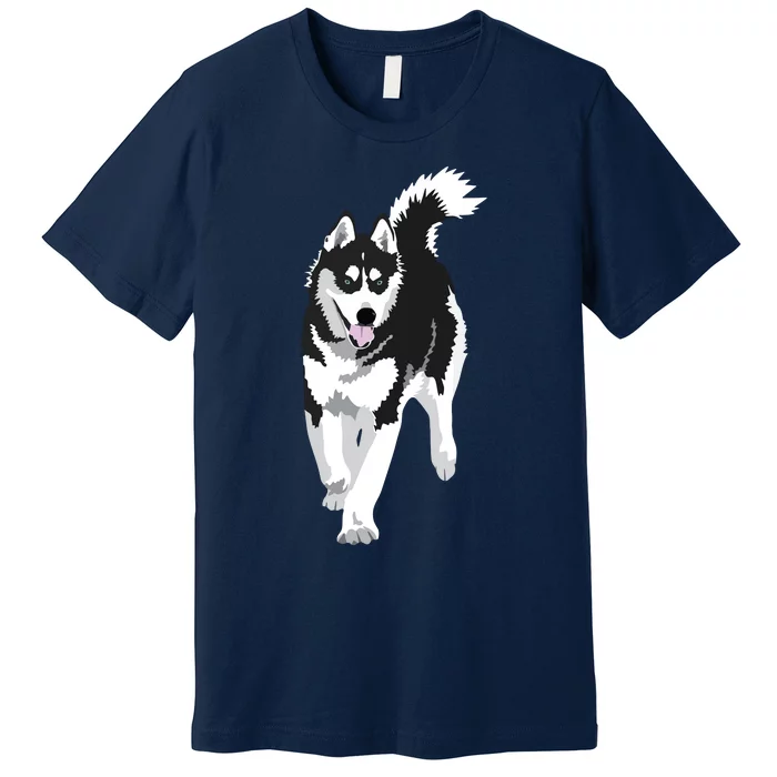 Black And White Siberian Husky Snow Dog Premium T-Shirt