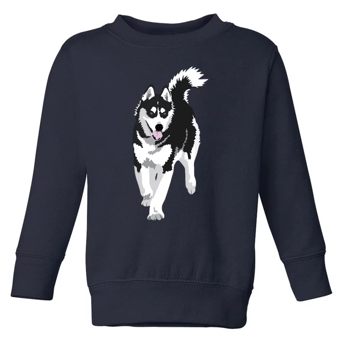 Black And White Siberian Husky Snow Dog Toddler Sweatshirt