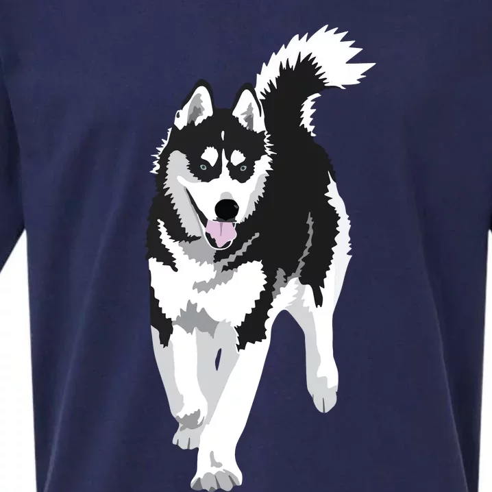 Black And White Siberian Husky Snow Dog Sueded Cloud Jersey T-Shirt