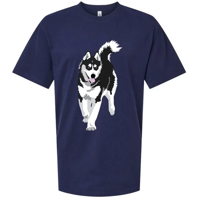 Black And White Siberian Husky Snow Dog Sueded Cloud Jersey T-Shirt