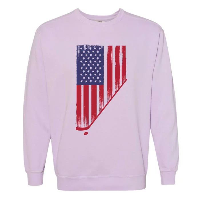 Beautiful America With Ice Hockey Cool Gift Garment-Dyed Sweatshirt