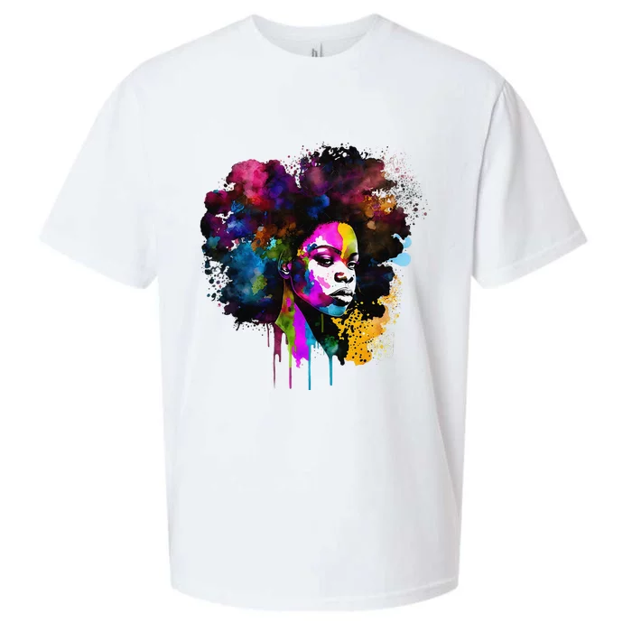 Black Afro Woman Black Melanin Juneteenth Celebrate Sueded Cloud Jersey T-Shirt