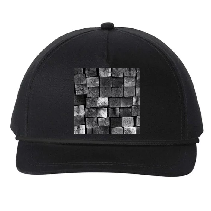 Black and white wood Bricks texture Pattern Snapback Five-Panel Rope Hat