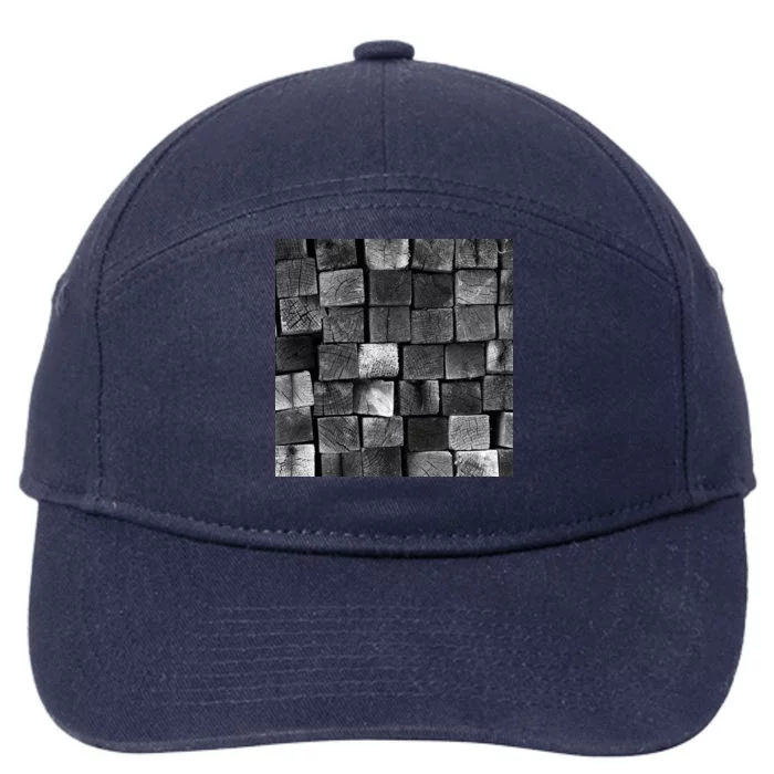 Black and white wood Bricks texture Pattern 7-Panel Snapback Hat