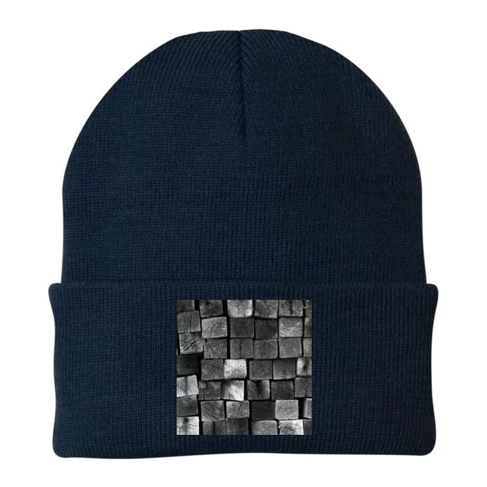 Black and white wood Bricks texture Pattern Knit Cap Winter Beanie