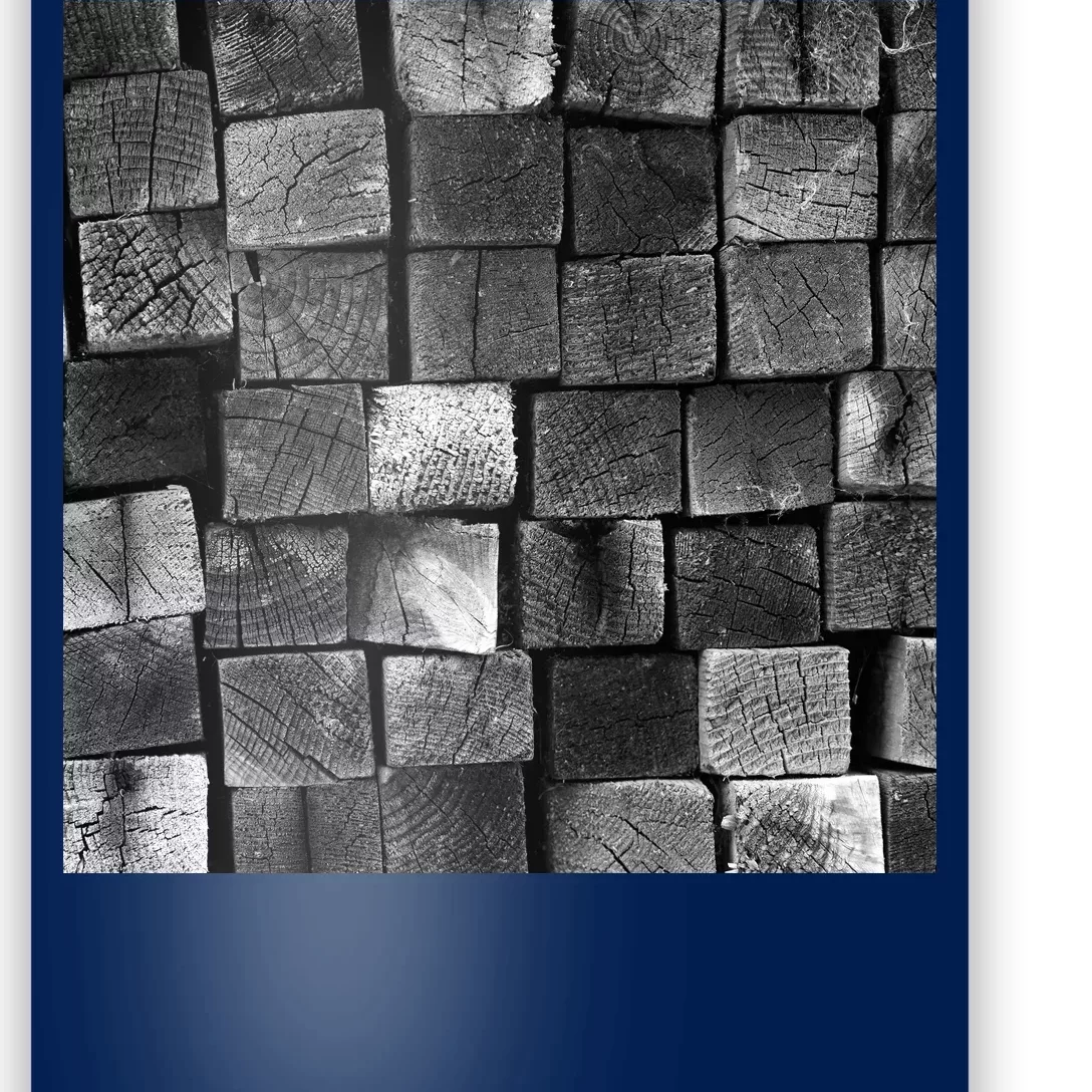 Black and white wood Bricks texture Pattern Poster