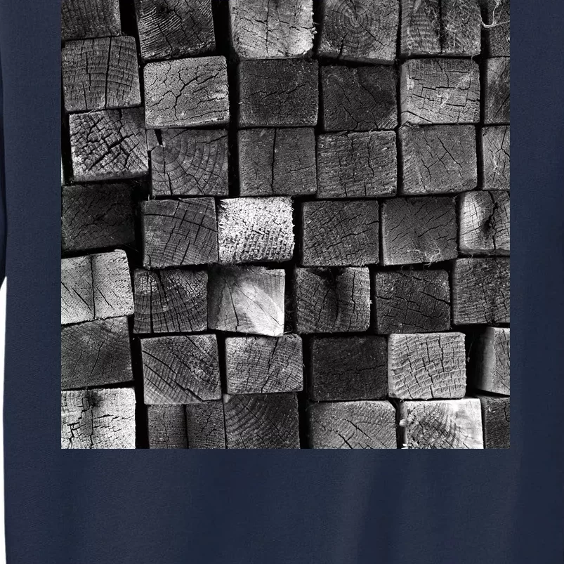 Black and white wood Bricks texture Pattern Tall Sweatshirt