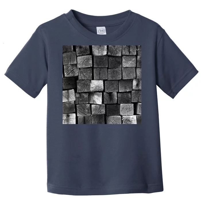 Black and white wood Bricks texture Pattern Toddler T-Shirt