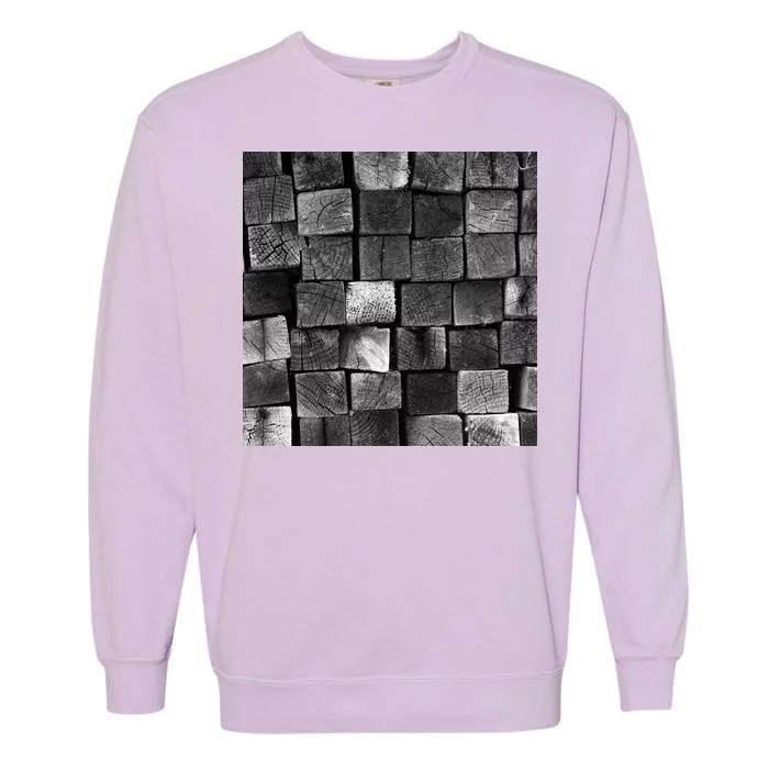 Black and white wood Bricks texture Pattern Garment-Dyed Sweatshirt