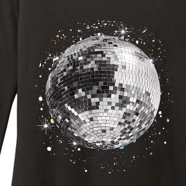 Black And White Disco Ball Club Retro Womens CVC Long Sleeve Shirt