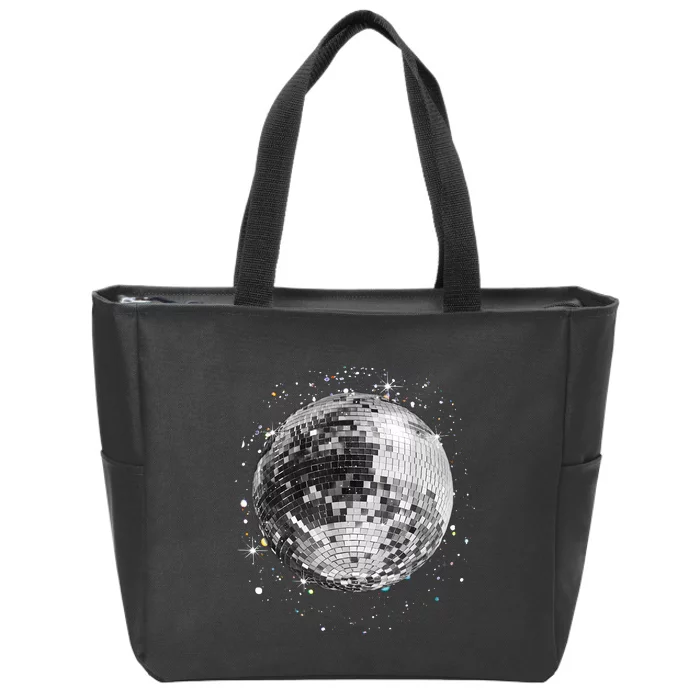 Black And White Disco Ball Club Retro Zip Tote Bag