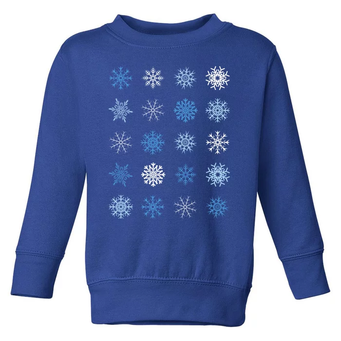 Blue And White Snowflakes Stacked Christmas Funny Gift Toddler Sweatshirt