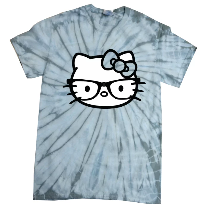 Black And White Cute Kitten Nerd Glasses Tie-Dye T-Shirt