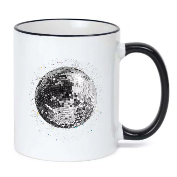 Black And White Disco Ball Club Retro Black Color Changing Mug