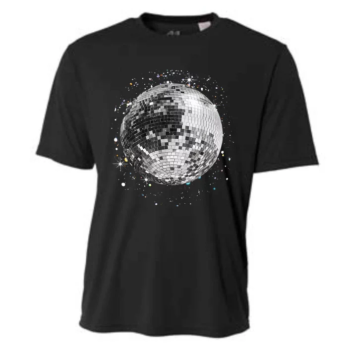 Black And White Disco Ball Club Retro Cooling Performance Crew T-Shirt