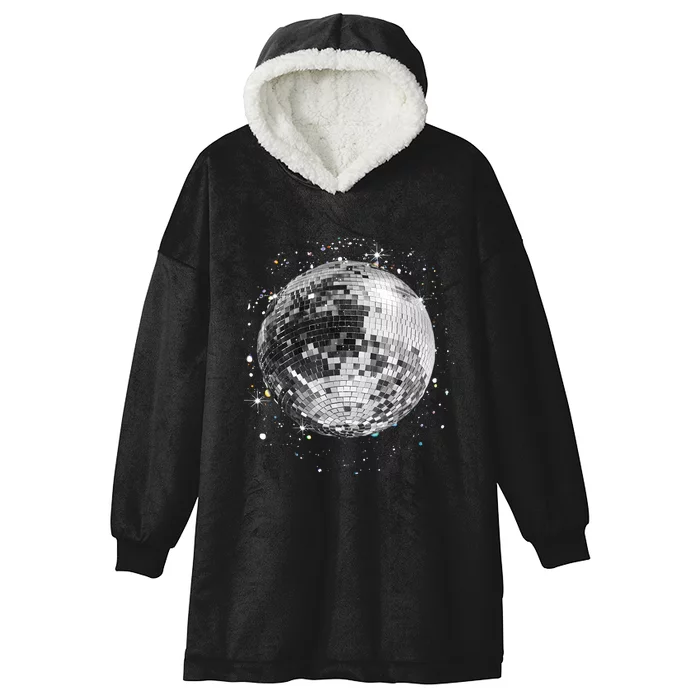 Black And White Disco Ball Club Retro Hooded Wearable Blanket