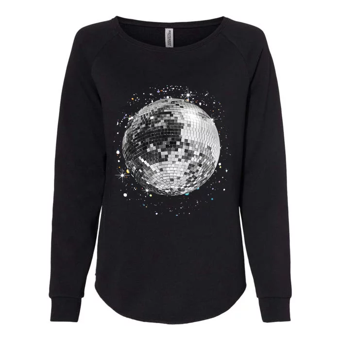 Black And White Disco Ball Club Retro Womens California Wash Sweatshirt