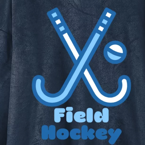 Blue And White Field Hockey Sticks Ball Meaningful Gift Hooded Wearable Blanket