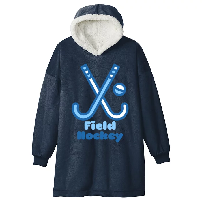 Blue And White Field Hockey Sticks Ball Meaningful Gift Hooded Wearable Blanket