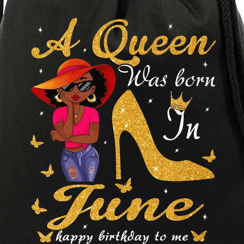 Birthday Afro Wo Sun Hat A Queen Was Born In June Drawstring Bag