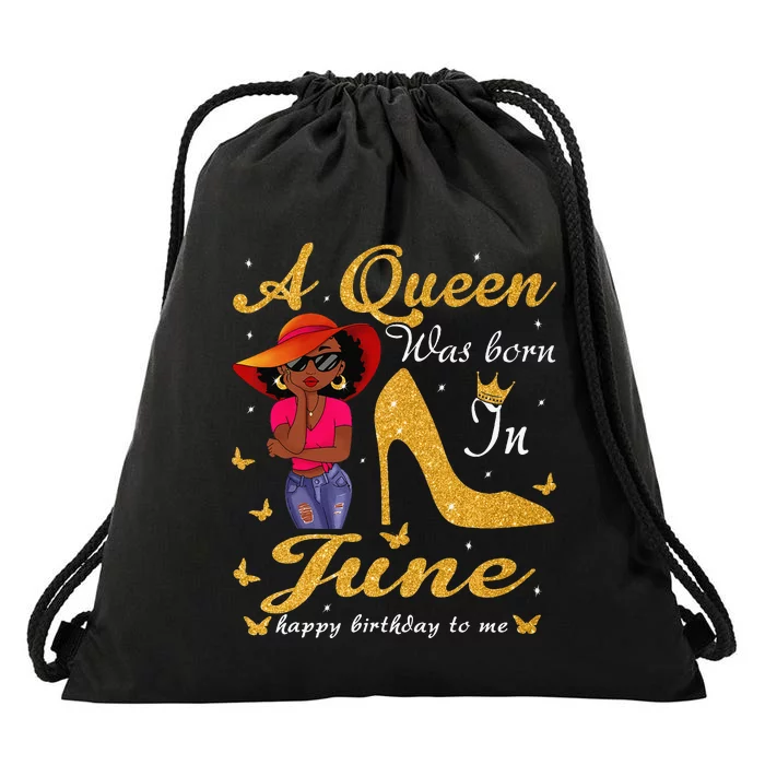 Birthday Afro Wo Sun Hat A Queen Was Born In June Drawstring Bag