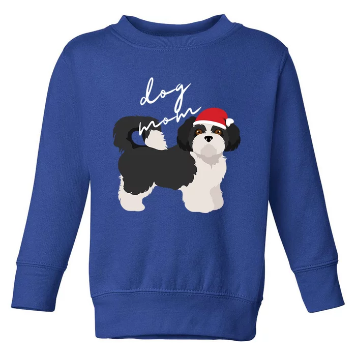 Black And White Shih Tzu Dog Mom Christmas Gift Toddler Sweatshirt