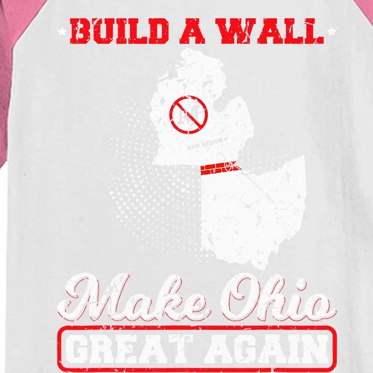 Build A Wall Make Ohio Great Again Funny State Gift Parody Kids Colorblock Raglan Jersey