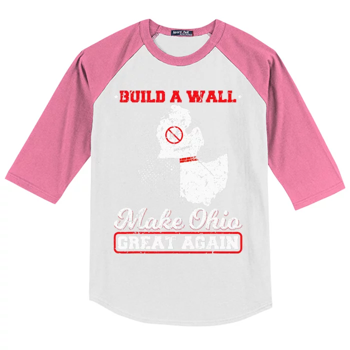 Build A Wall Make Ohio Great Again Funny State Gift Parody Kids Colorblock Raglan Jersey