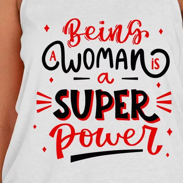 Being A Woman Is A Super Power Women's Knotted Racerback Tank