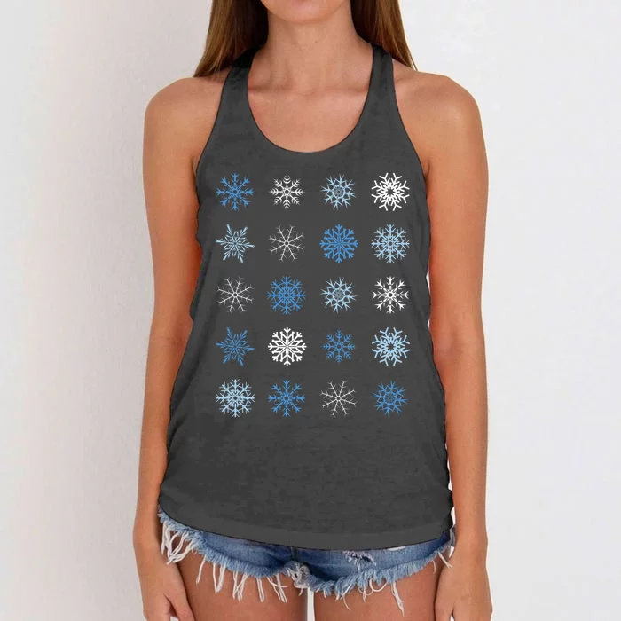 Blue And White Snowflakes Stacked Christmas Great Gift Women's Knotted Racerback Tank