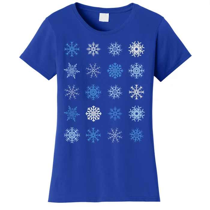 Blue And White Snowflakes Stacked Christmas Great Gift Women's T-Shirt