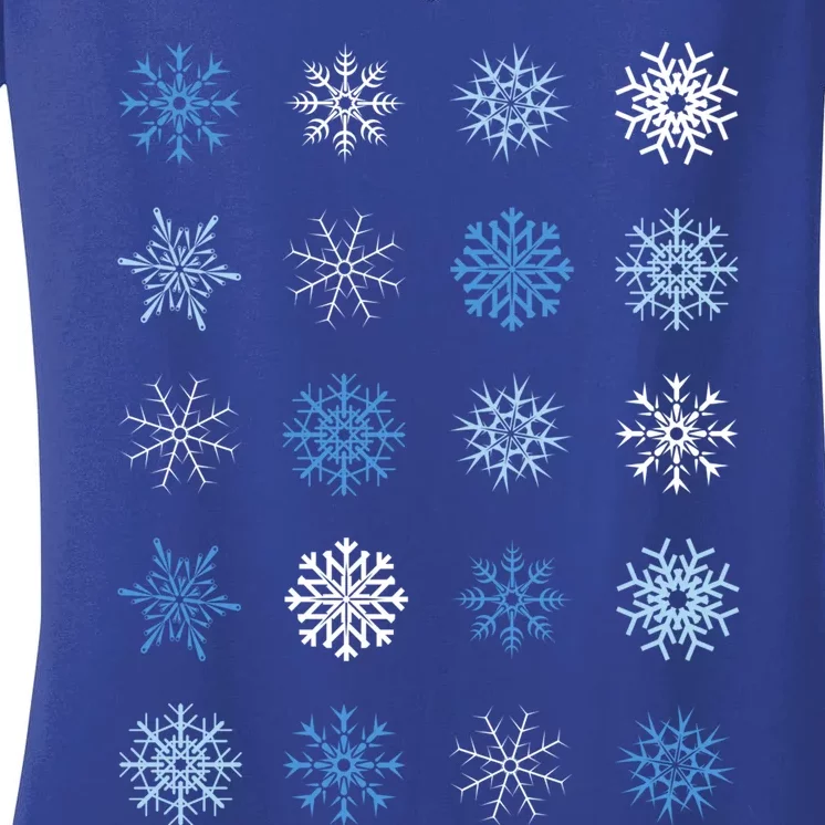 Blue And White Snowflakes Stacked Christmas Great Gift Women's V-Neck T-Shirt