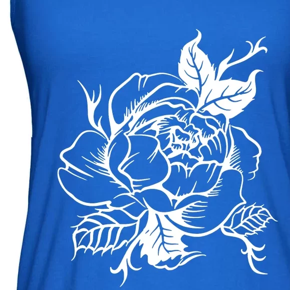 Black And White Peony Tattoo Ladies Essential Flowy Tank