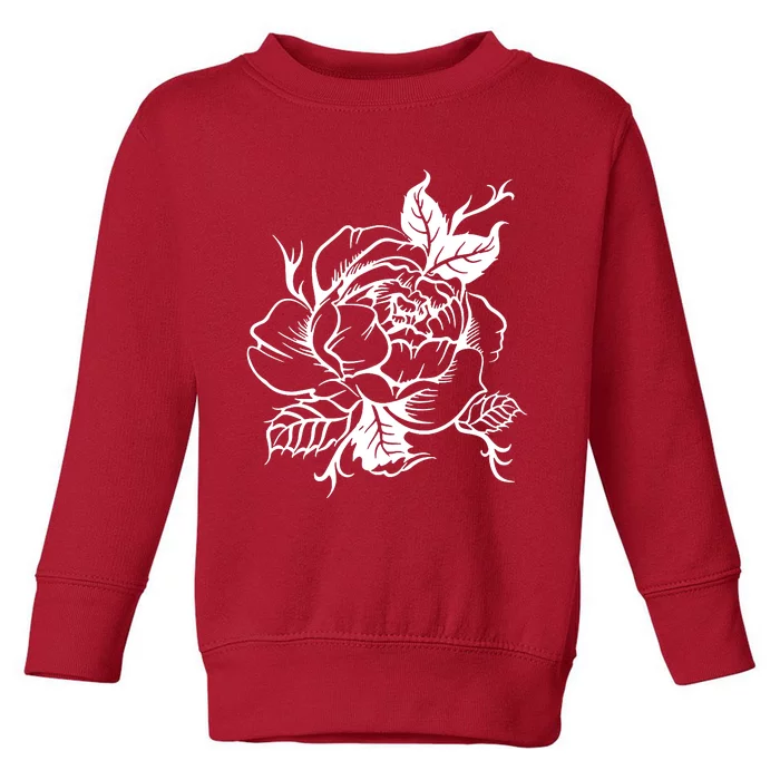 Black And White Peony Tattoo Toddler Sweatshirt