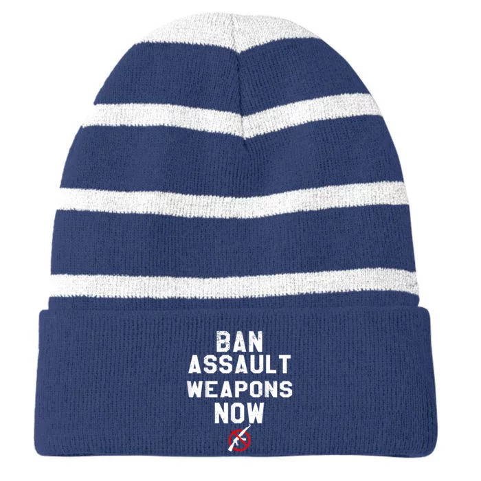 Ban Assault Weapons Now Anti Gun March Striped Beanie with Solid Band