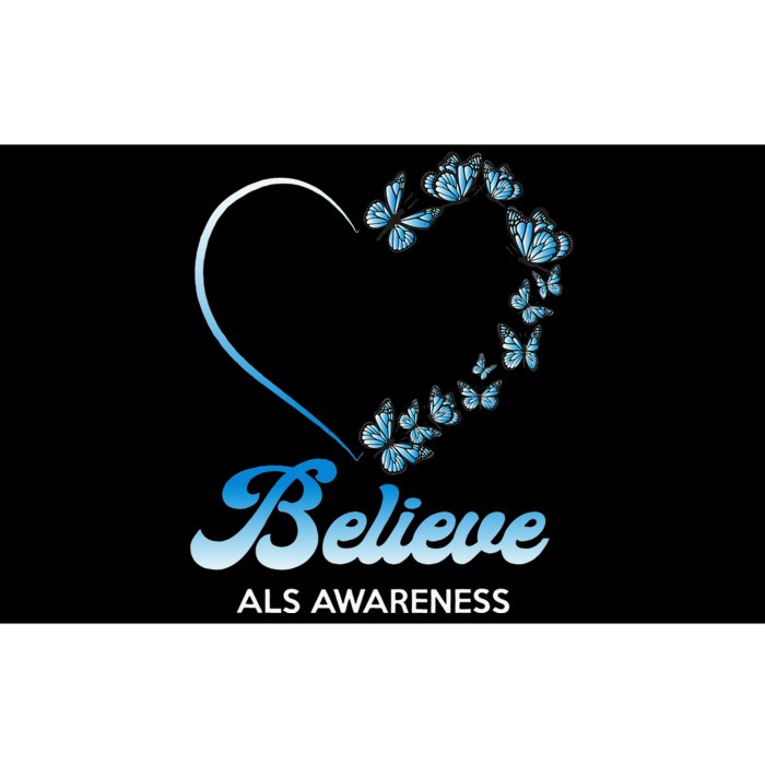 Blue and White Butterflies Heart Believe ALS Awareness Bumper Sticker