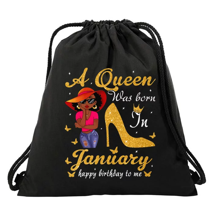 Birthday Afro Wo Sun Hat A Queen Was Born In January Drawstring Bag