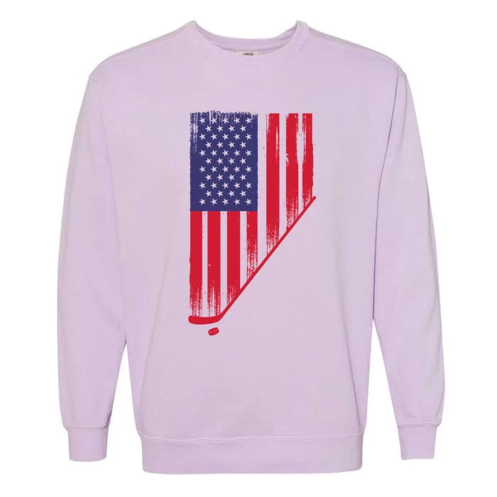 Beautiful America With Ice Hockey Gift Garment-Dyed Sweatshirt