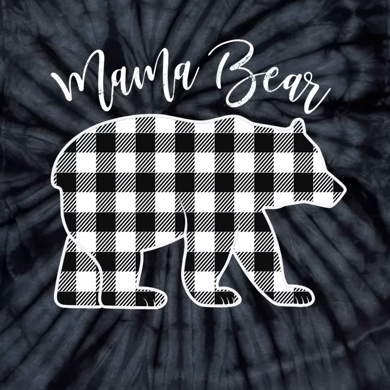 Black And White Buffalo Plaid Mama Bear Christmas Pajama Long Sleeve Tie-Dye T-Shirt