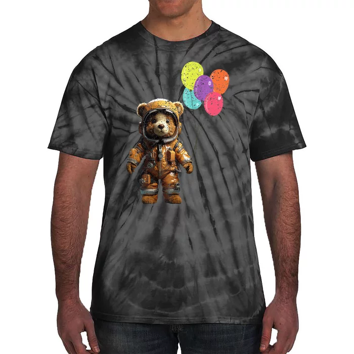 Bear Astronaut with Balloons Tie-Dye T-Shirt