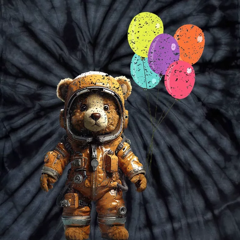 Bear Astronaut with Balloons Tie-Dye T-Shirt