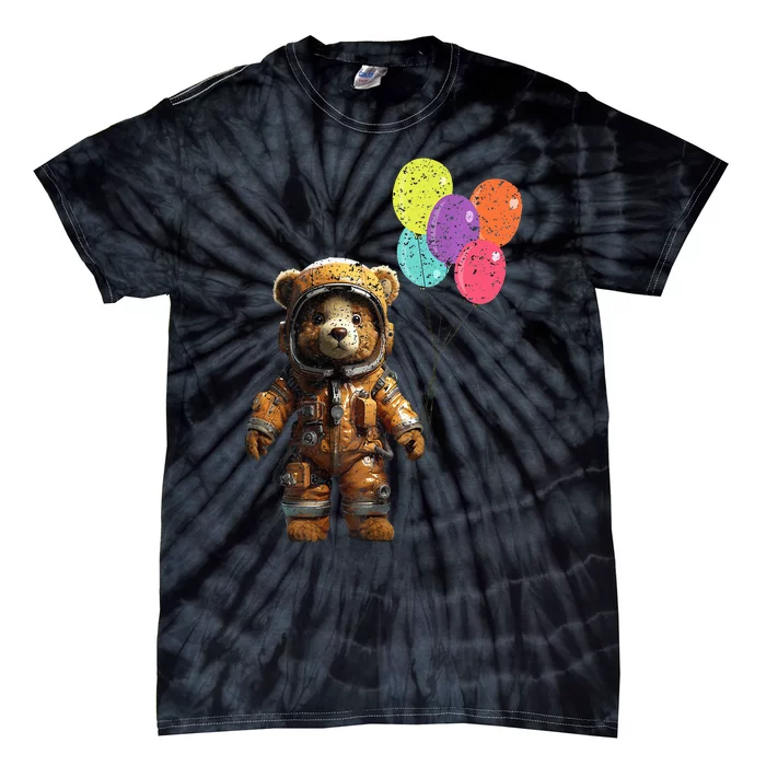 Bear Astronaut with Balloons Tie-Dye T-Shirt