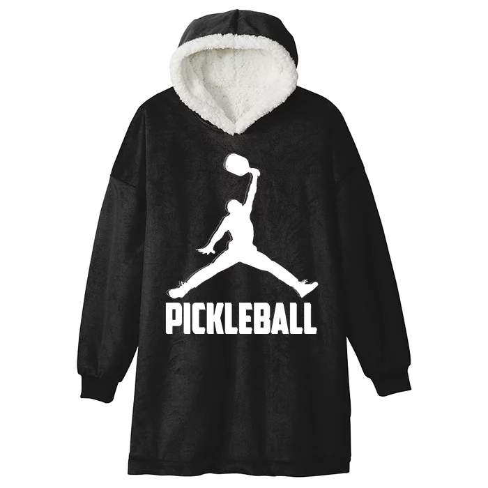 Black And White Pickleball Sports Logo Hooded Wearable Blanket