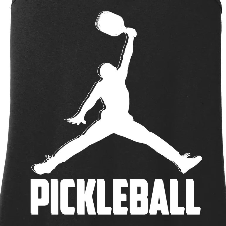 Black And White Pickleball Sports Logo Ladies Essential Tank