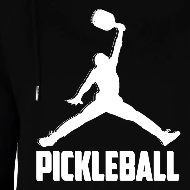 Black And White Pickleball Sports Logo Womens Funnel Neck Pullover Hood